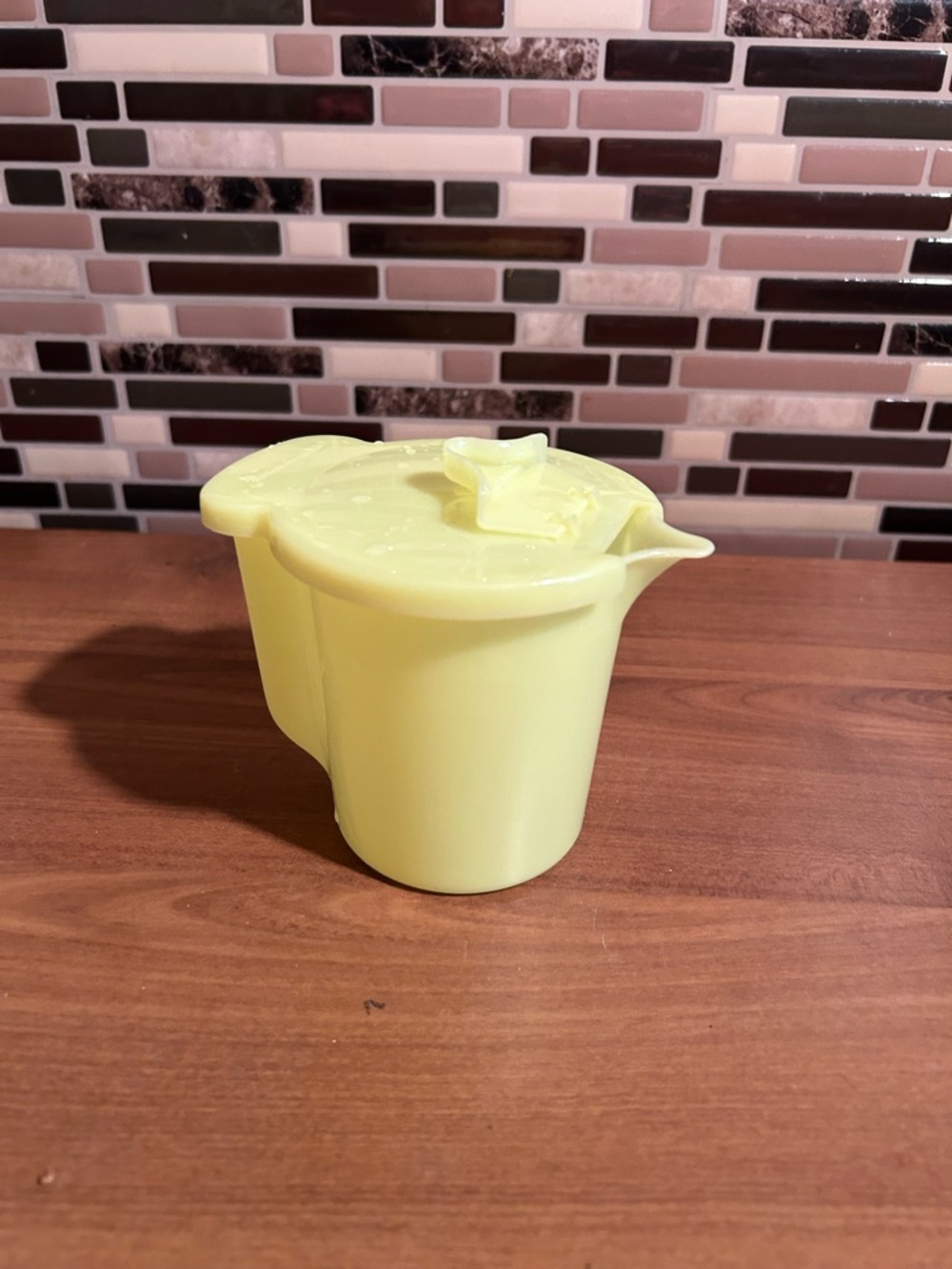 Vintage Yellow Tupperware Creamer Milk Pouring Cup with Lid